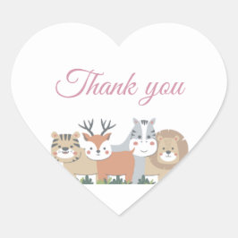 Adesivo Oval 'Obrigado' do Chá de Bebê Animal Jung