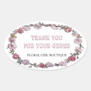 Adesivo Oval Obrigado feito sob encomenda do negócio da