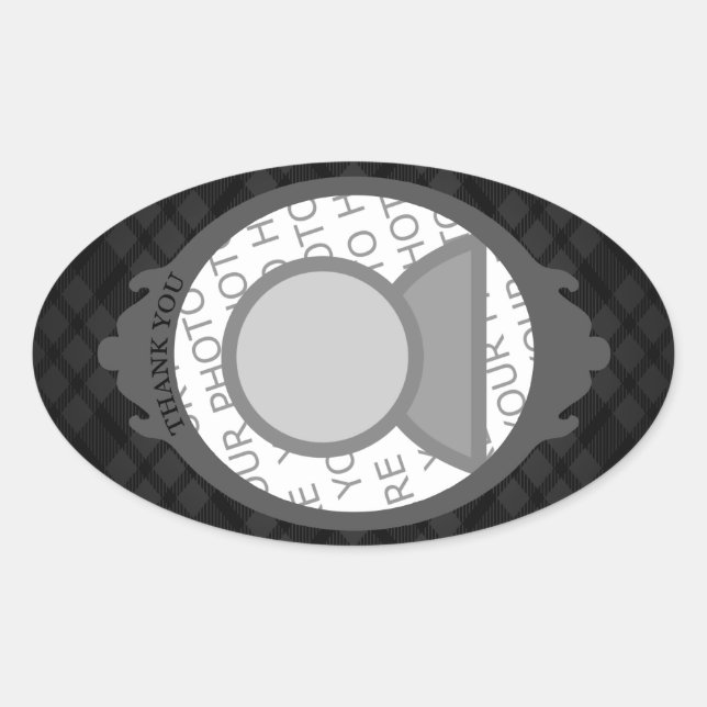 Adesivo Oval obrigado (insira a sua própria imagem) (Frente)