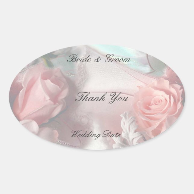 Adesivo Oval Obrigado Marca De Favor De Casamento (Frente)