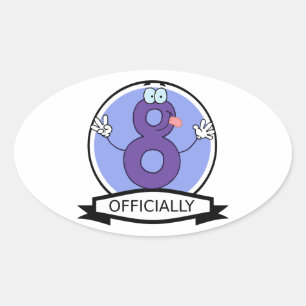 Adesivo Oval Oficialmente bandeira de 8 aniversários