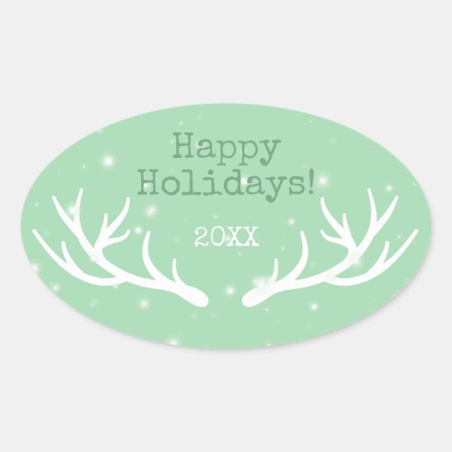 Adesivo Oval Oh Deer Holiday Sticker (Frente)