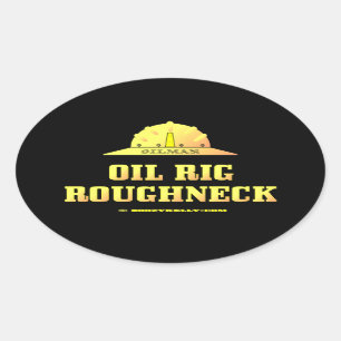 Adesivo Oval Oilman,Rig Roughneck,Black Dourado,Gás,Presente