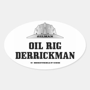 Adesivo Oval Óleo Rig,Derrickman,Perfuração,Derrick,Campo de pe