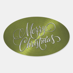Adesivo Oval Olhar para o Olho Verde Feliz de Natal