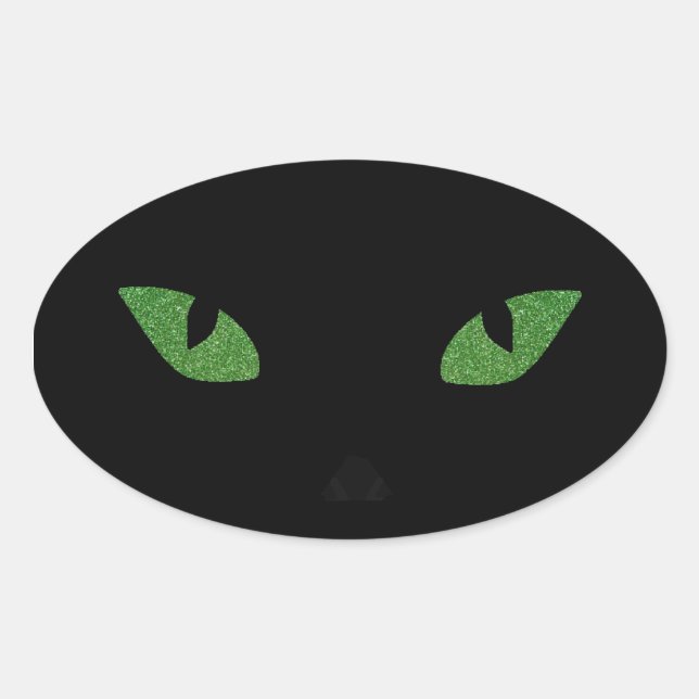 Adesivo Oval Olhos de Glitter Cat (Frente)