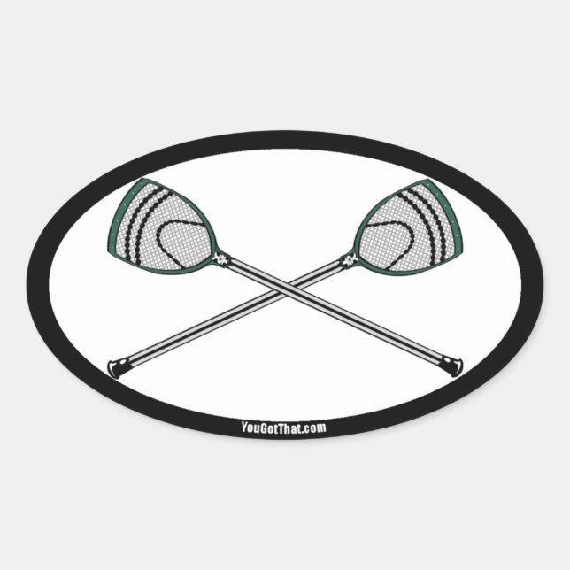 Adesivo Oval Olhos de Goalie de Lacrosse Verde (Frente)
