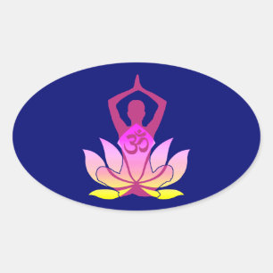 Adesivo Oval OM Namaste Lotus Flower Yoga azul