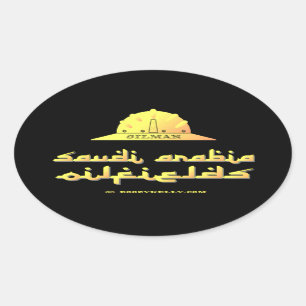 Adesivo Oval Omã,Campos de Petróleo da Arábia Saudita,Saudia,Pe