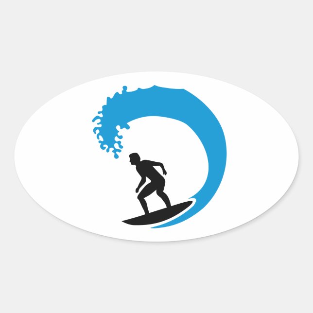 Adesivo Oval Onda de surfe (Frente)