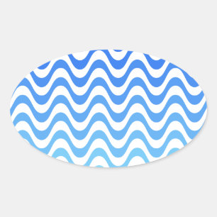 Adesivo Oval Ondas Azuis Gradiente