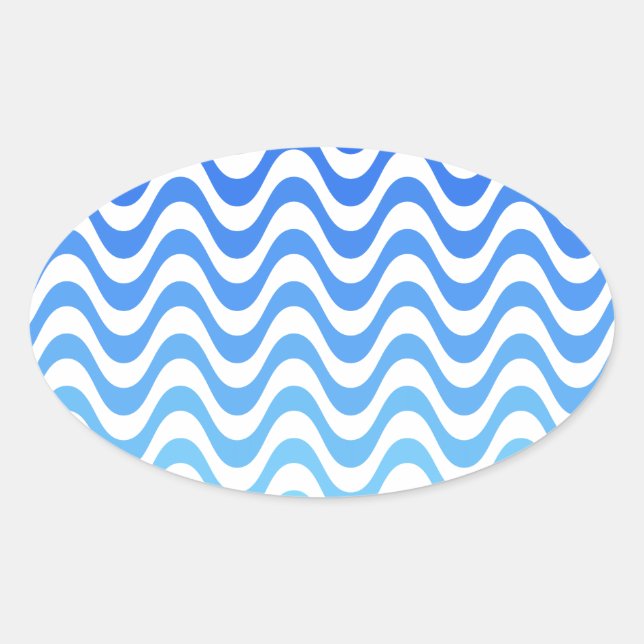 Adesivo Oval Ondas Azuis Gradiente (Frente)
