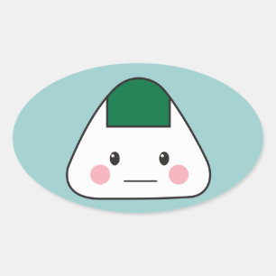 Adesivo Oval Onigiri omusubi - Arroz japonês - Arroz-Arroz