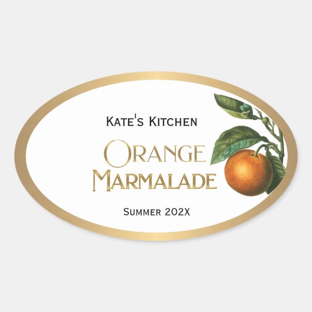 Adesivo Oval Orange Marmalade Jelly Label Vintage (Frente)