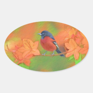 Adesivo Oval Orchard Oriole Songbird Pintura Original