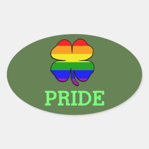 Adesivo Oval Orgulho gay bandeira arco-íris Shamrock