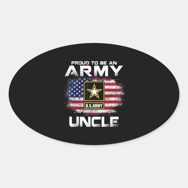 Adesivo Oval Orgulhoso De Ser Um Tio Do Exército Com Presente D (Frente)