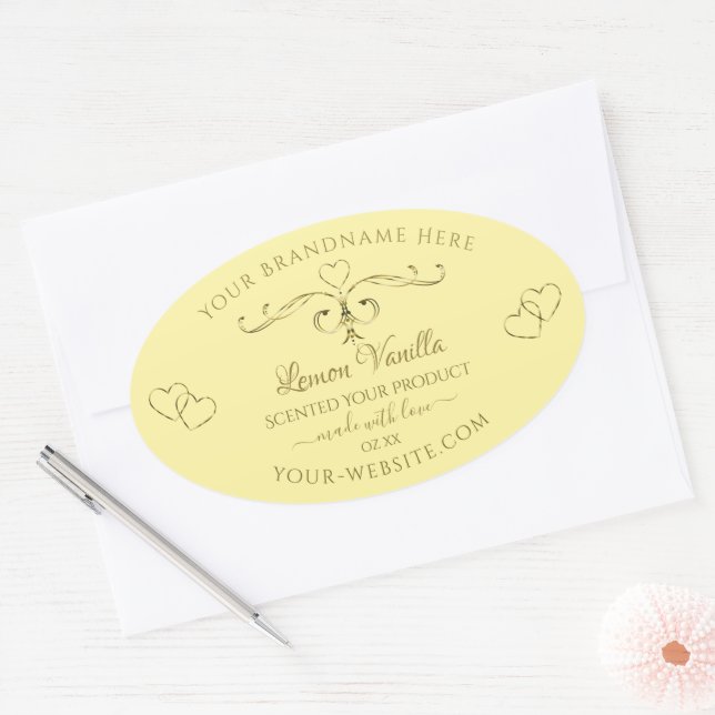 Adesivo Oval Ornamentado Dourado moderno sobre rótulos de produ (Envelope)