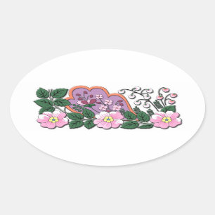 Adesivo Oval ornamento alemão de flores medievais