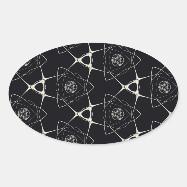 Adesivo Oval Ornamento Dourado (Frente)