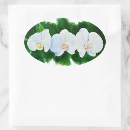 Adesivo Oval orquídeas brancas cor de água floral