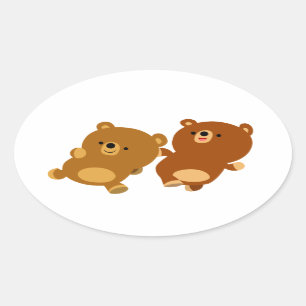 Adesivo Oval Os desenhos animados facetos bonitos carregam a
