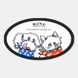 Adesivo Oval Osso Appetit do gato do cão! Gourmet do animal de