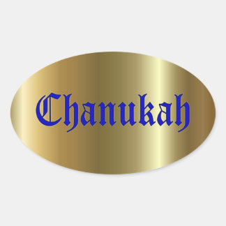 Adesivo Oval Ouro Chanukah Blue Oval Sticker