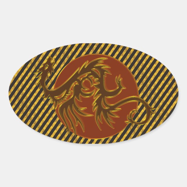 Adesivo Oval Ouro Dragon Sun | OUROS (Frente)