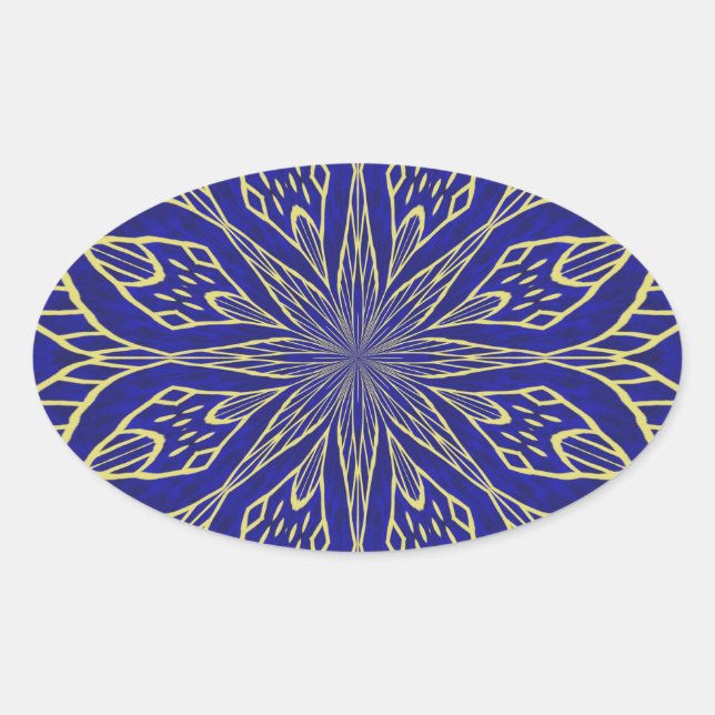 Adesivo Oval Ouro Flor Mandala (Frente)