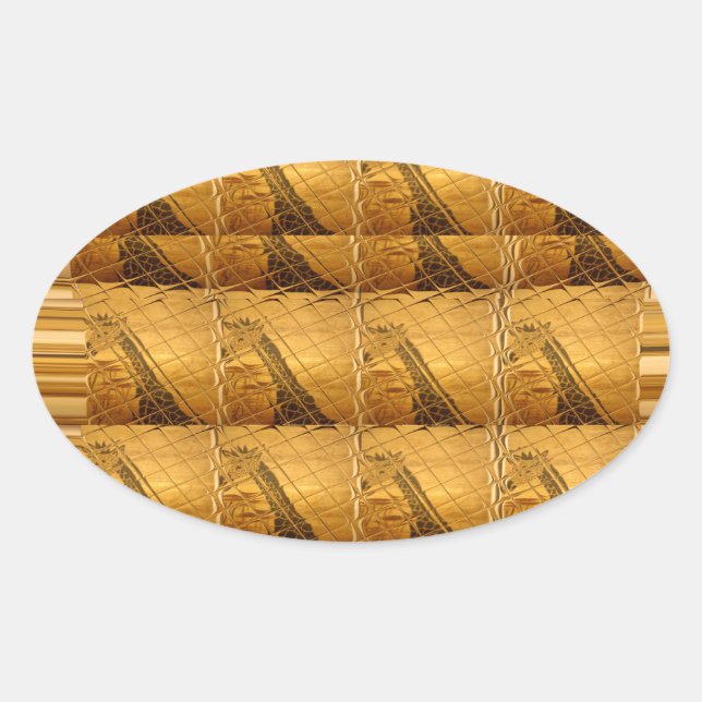 Adesivo Oval Ouro Infinito Girafa Animal Motif Art Impressão (Frente)