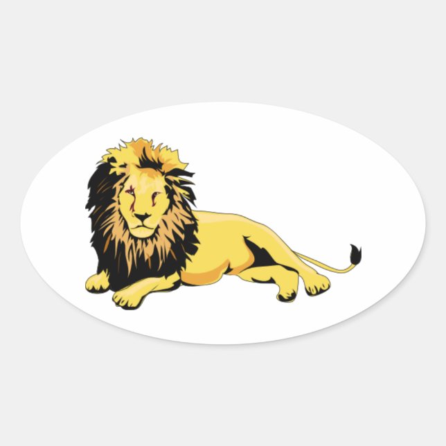 Adesivo Oval Ouro Lion Desligado (Frente)