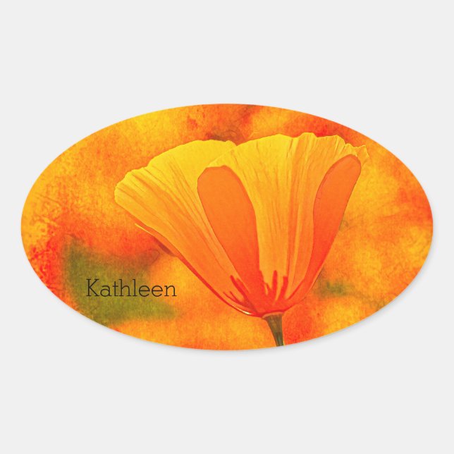 Adesivo Oval Ouro Orange California Poppy "Land Of Orange" (Frente)