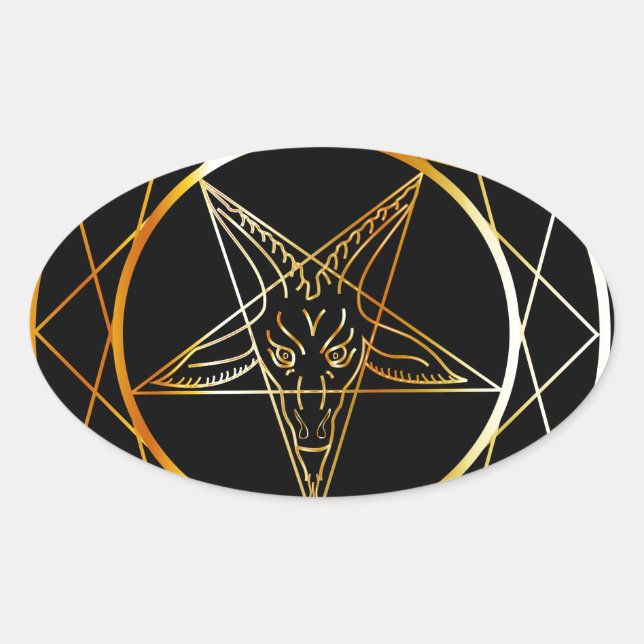 Adesivo Oval Ouro suspiro do Baphomet (Frente)