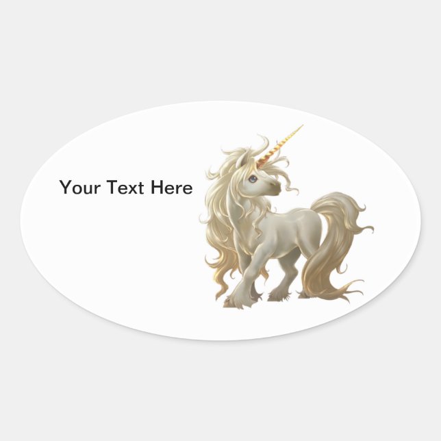 Adesivo Oval Ouro Unicorn Sticker (Frente)