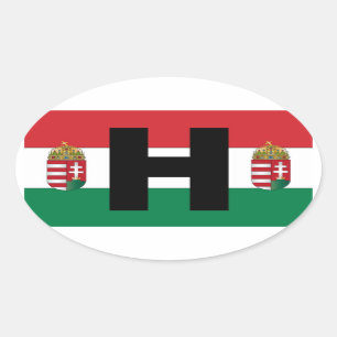 Adesivo Oval Oval da bandeira de Hungria