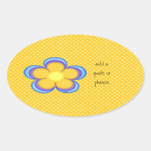 Adesivo Oval Oval de Polkadot Amarelo