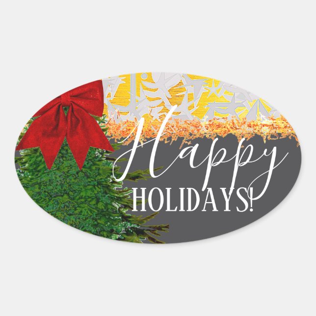 Adesivo Oval OVAL FESTIVE HOLIDAY Sticker (Frente)
