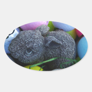 Adesivo Oval Ovos da páscoa, bolas de golfe do coelho