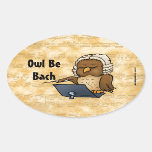 Adesivo Oval Owl Be Bach Funny Owl Cartoon