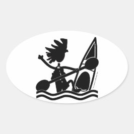 Adesivo Oval Paddle Kayak - Vinheta Oval Feliz