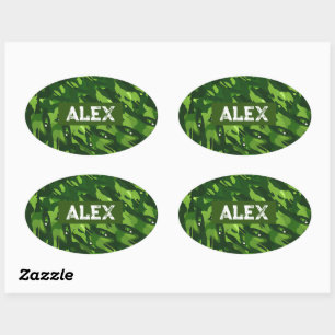 Adesivo Oval Padrão de Camuflagem Militar Verde Florestal