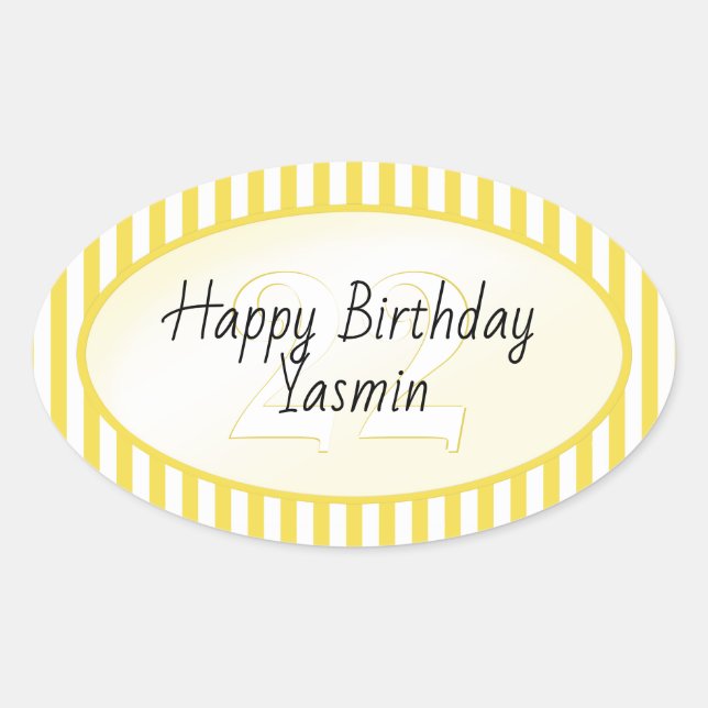 Adesivo Oval Padrão de distribuição simples amarela/branca de i (Frente)