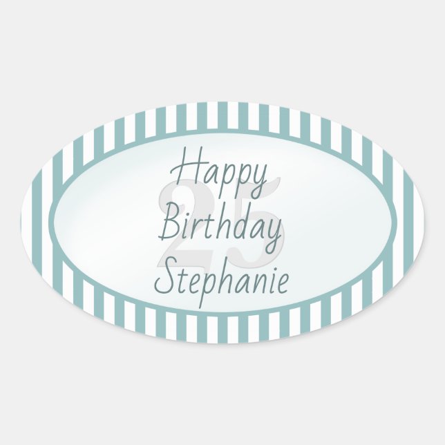 Adesivo Oval Padrão de Extração Simples Aqua/White Idade Sutil (Frente)