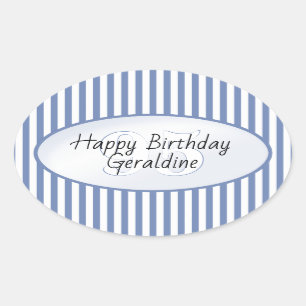 Adesivo Oval Padrão de Faixa Simples Azul/Branco de Idade Sutil