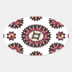 Adesivo Oval Padrão de Flor Mandala
