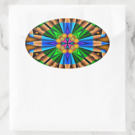 Adesivo Oval Padrão de Flores de Abstrato exclusivo