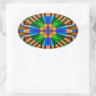 Adesivo Oval Padrão de Flores de Abstrato exclusivo