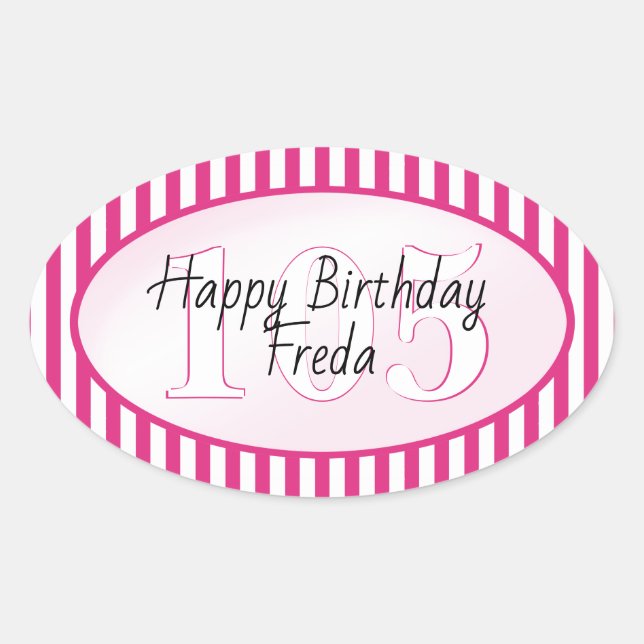 Adesivo Oval Padrão de Fúsia de Idade Sutil/Stripes Simples Bra (Frente)