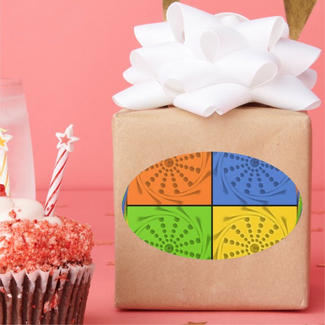 Adesivo Oval Padrão de tecido egípcio sem costura (Festa)